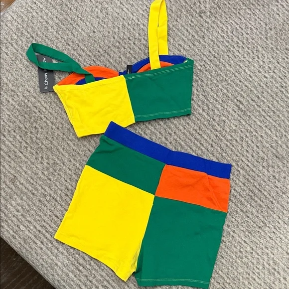 Cherry Melon Women's High Waist Color Block Shorts - Picture 4 of 6